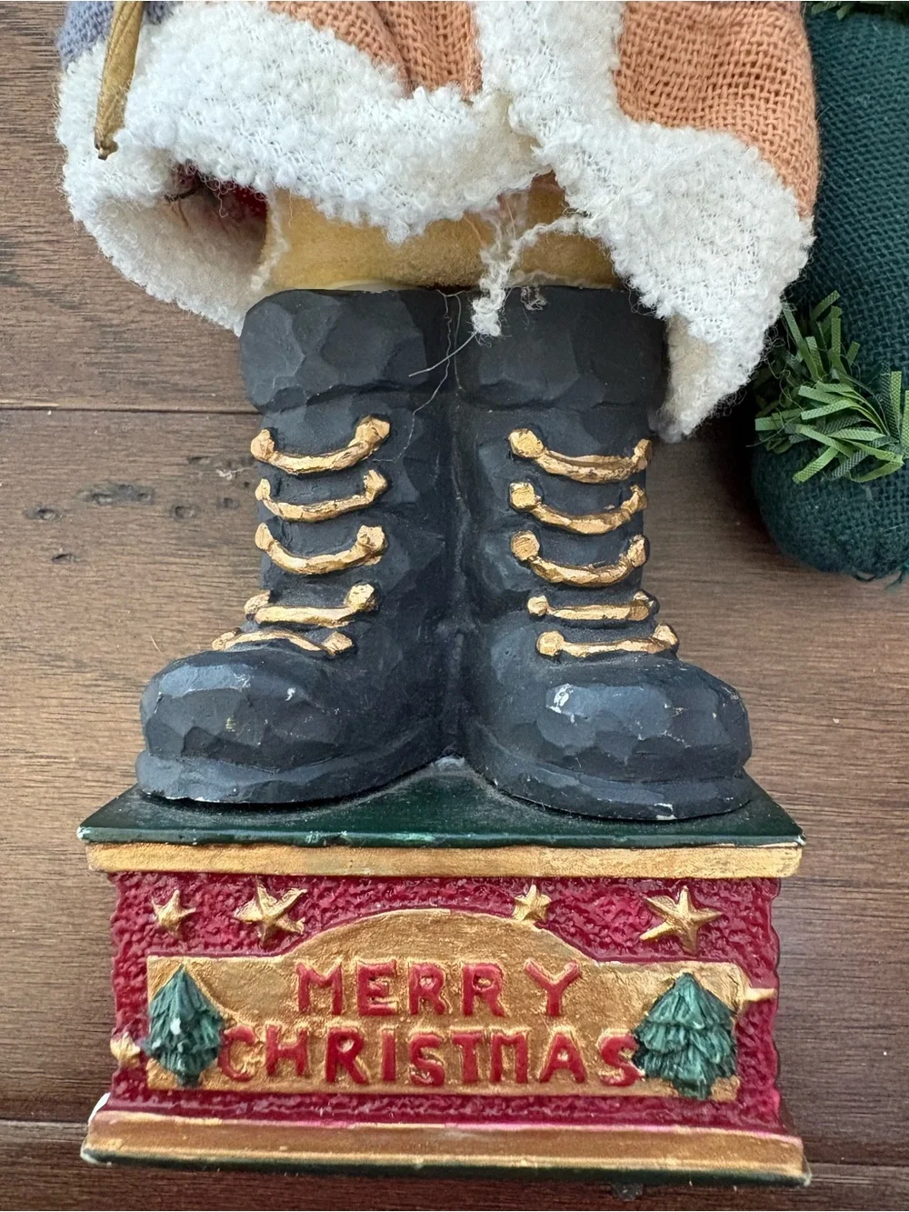 Vintage Folk Art Santa Claus Figurine Rustic Fabric Layered Beard Patchwork Coat
